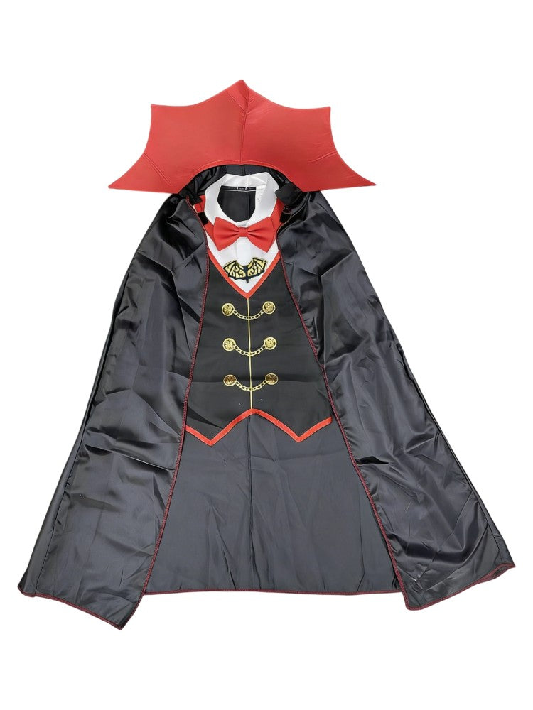 Kids Vampire Style Outfit with Cape, Children Black and Red Costume with Bow Tie