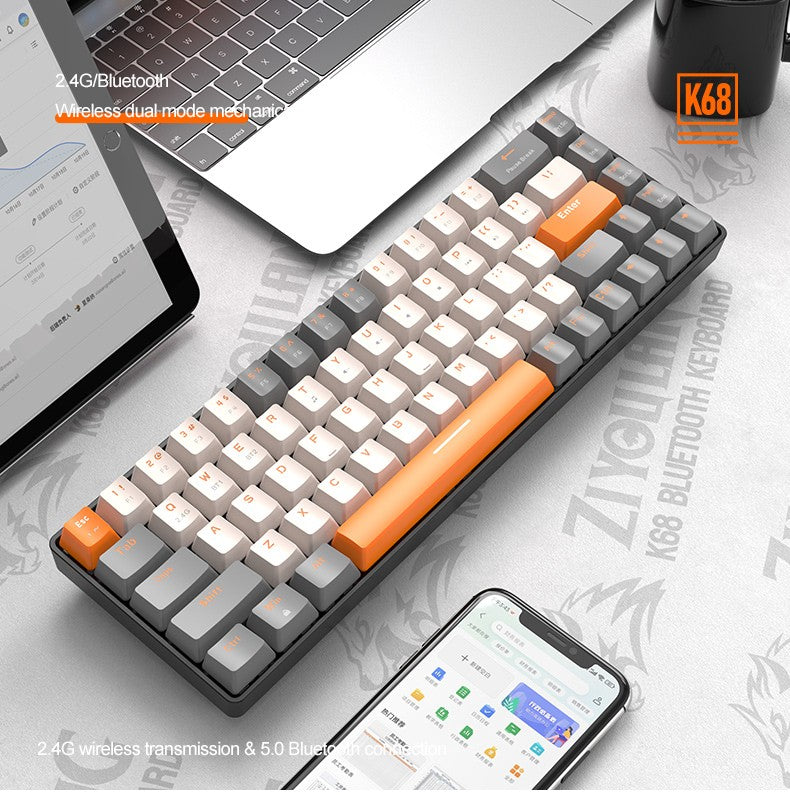 K68 60%  Wireless Mechanical Keyboard ,Bluetooth Dual Mode,Hot-Swappable Mini 68-Key Red Switch for PC iPhone iPad,K68 Keyboard