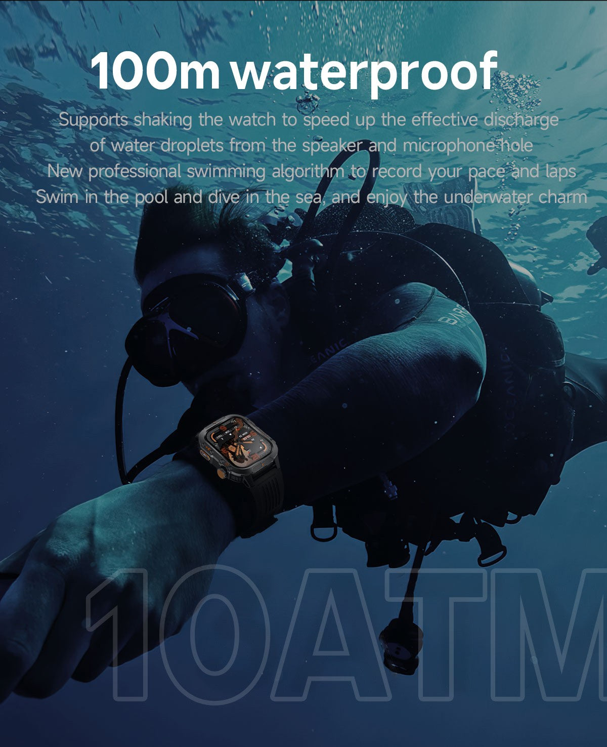 2026 Novas pulseiras inteligentes militares de GPS para ambientes externos, bússola masculina, frequência cardíaca, chamada BT, lanterna LED, Smartwatch à prova d'água 10ATM para natação