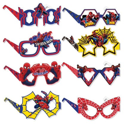 16pcs/set Creative Anime Marvel Spider Man Party Photography Props Paper Glasses Hero Theme Birthday Glasses Decoration Supplie