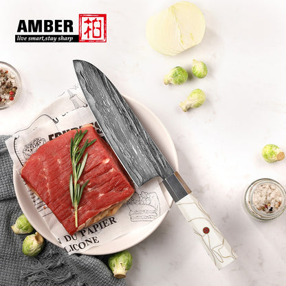 Cutting Tool Chef Santoku Utility Knife white mesh resin HD 67-Layer Damascus Steel Japanese Kiritsuke knife set for kitchen ues
