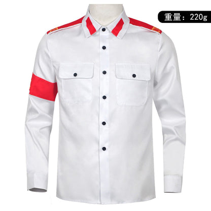 Michael Jackson Impersonator RetroCTEAntiWar Patch EmbroideredShirt Men's Military Style Long SleeveButtonDown Shirt Collectible