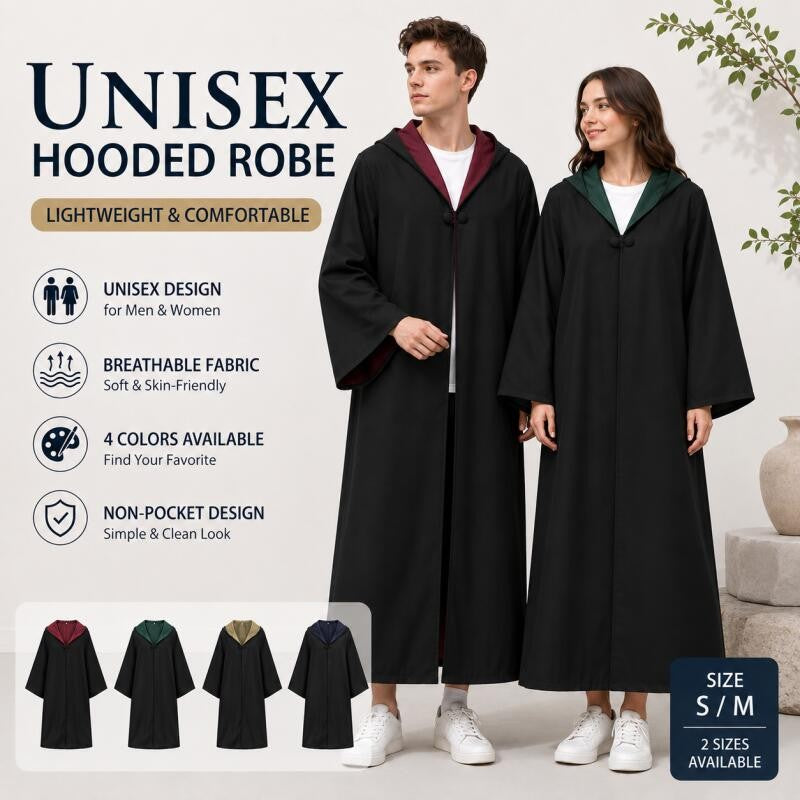 Hooded Wizard Robe Cloak Unisex Halloween Cosplay Costume Long Cape with Multi-Color Lining for Adults Carnival Party Outfits