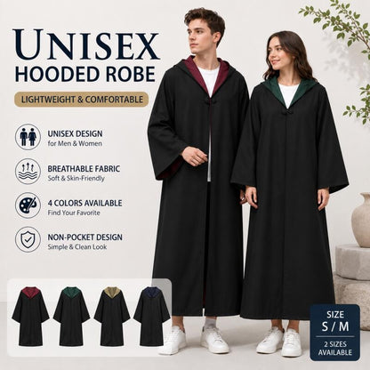 Hooded Wizard Robe Cloak Unisex Halloween Cosplay Costume Long Cape with Multi-Color Lining for Adults Carnival Party Outfits