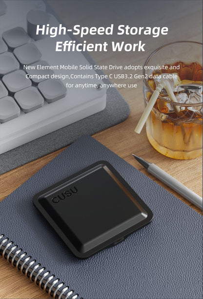 CUSU 1TB External SSD Drive 512GB Portable SSD 256GB 2TB Solid State Drive Type-C for Phone Laptop