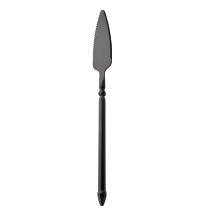 Conjunto de Talheres em Aço Inox 304 Preto Espelhado Conjunto de Talheres Faca de Bife Garfo Colher para Lava-louças