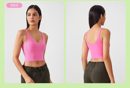 Sports Bra for Women Yoga Top Fixed Chest Pad Gym Vest Shock-proof Workout Tops Yoga Clothes U-shaped Back Fitness Crop Top