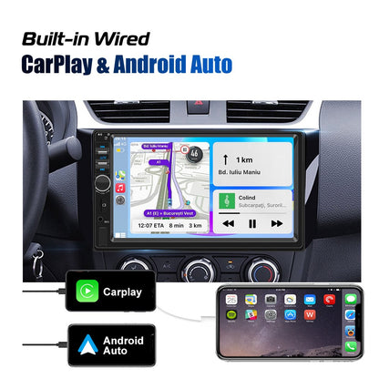 7 Inch 1 Din MP5 CarPlay Car Radio Multimedia Player Touch Screen FM ISO Power Aux Input Bluetooth USB Mirror Link Universal