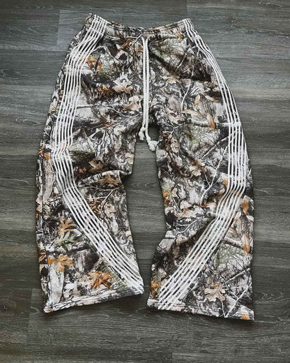 Calça Casual Bordada Cinza Y2k Camuflada Tática Funcional Masculina Feminina Premium Moletom com Cordão