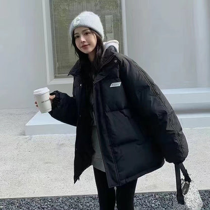 Korean Version New Fashion Letter Patch Fake Two Piece Cotton-padded Jacket Y2K Harajuku Vintage Thick Bread Loose Student Coats