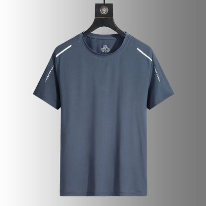 Running T-shirt Reflective Short Sleeve Ice Silk Quick Drying Summer Thin Breathable Fitness Tees Shirt Sportswear Sportsshirt