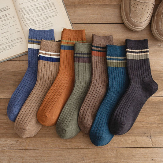 10 Pair Men's Striped Socks Spring Fashion Casual Socks High Quality Harajuku Retro Socks Man