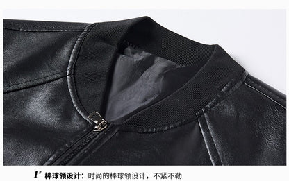 Men PU Leather Jacket Men Coats Windproof Motorcycle Autumn Stand Collar Travel Black Zipper Winter Business Zipper Overcoat