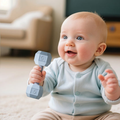 Baby Silicone Teething Cartoon Dumbbell Rattle Toy Babies' Sensory Cognitive Toys Move The Music Bell Baby Crib Toys Baby Gifts