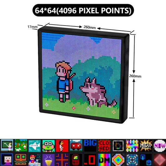 LED Pixel Display 64x64 RGB LED Matrix Panel Programmable Pixel Art Display with Bluetooth APP Control Creative Pixel Screen