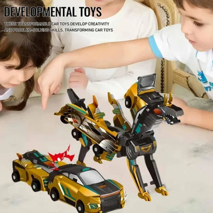 Carro-Dinossauro Transformável Magnético: Um brinquedo divertido que se transforma de carro em vários dinossauros, proporcionando uma brincadeira cativante