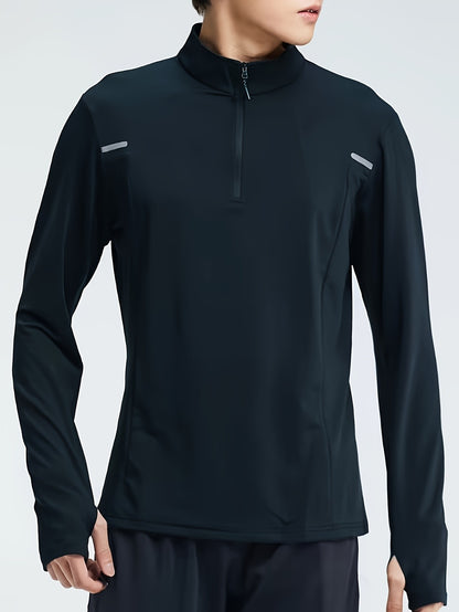 Coat men's half zipper quick drying anti wind drying clothes, running training basketball equipment, long sleeved fitness clothe