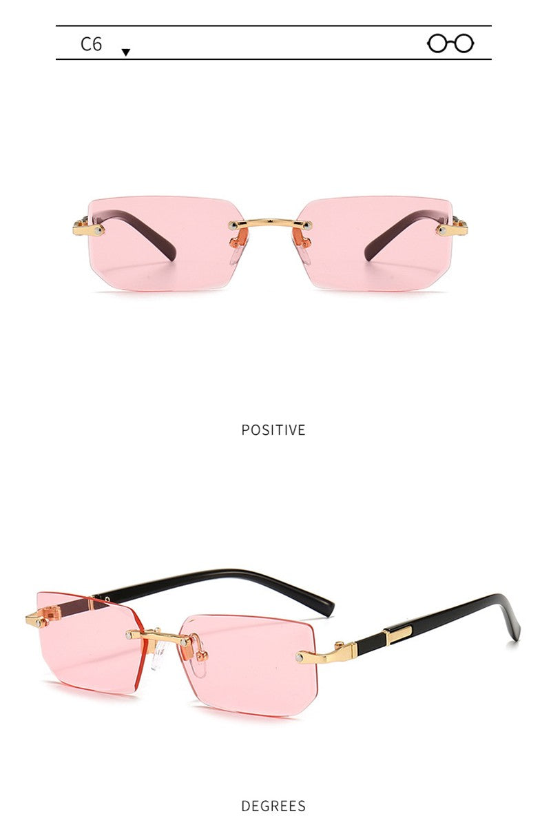 Óculos de Sol da Moda Sem Aro Masculino Feminino Populares Sem Armação Óculos de Sol Masculino Feminino Clássico Pequeno Quadrado Verão Viagem Sombras
