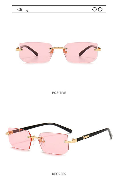 Óculos de Sol da Moda Sem Aro Masculino Feminino Populares Sem Armação Óculos de Sol Masculino Feminino Clássico Pequeno Quadrado Verão Viagem Sombras
