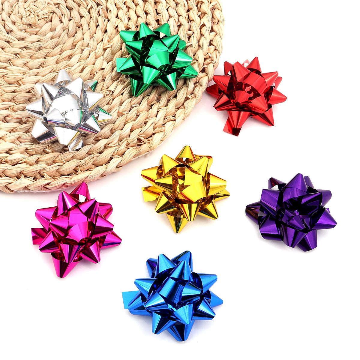 20/10pcs Self-Adhesive Star Flower Ribbon Star Bows For Holiday Valentine Christmas Birthday Party Decoration Gift Wrapping