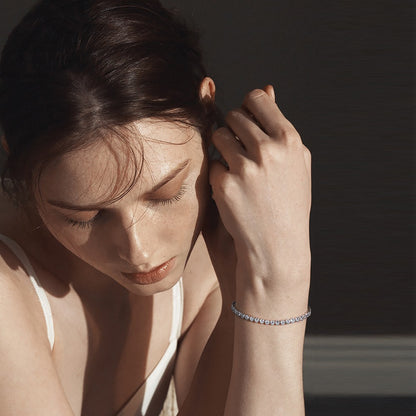 ORSA JEWELS Authentic 925 Sterling Silver Tennis Chain Bracelet Moulding Process Hanmade High-end Hand Chain for Man Woman SB128