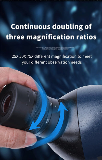 Luneta Monocular com Zoom 25-75x70 Prisma BAK4 À Prova d'Água para Tiro Esportivo Observação de Pássaros Acampamento ao Ar Livre Caça