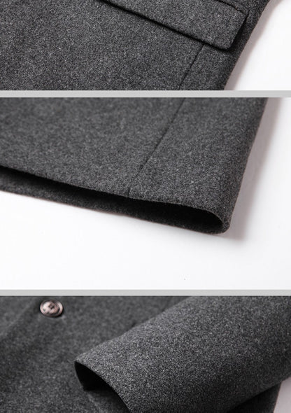 BROWON Brand Business Casual Trench Coat Men Chinese Style Solid Color Winter Coat Men 2025 Autumn and Winter Wool Coat for Men