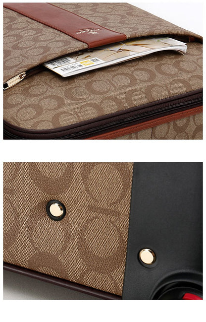 Luxury pu leather trolley luggage sets with handbag fashion rolling suitcase popular trolley luggage travel bag carry-ons