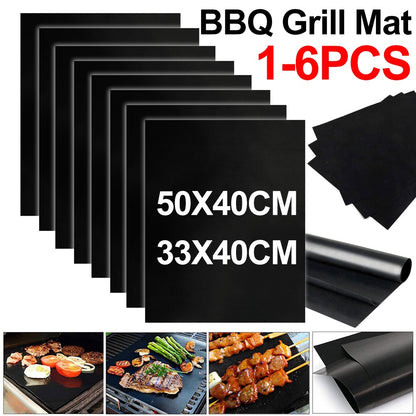 1-5pcs BBQ Grill Mat Non-stick Mat Heat Resistant Grill Mat Outdoor Baking Reusable Barbecue Party Mat 40x50cm Grill Accessories