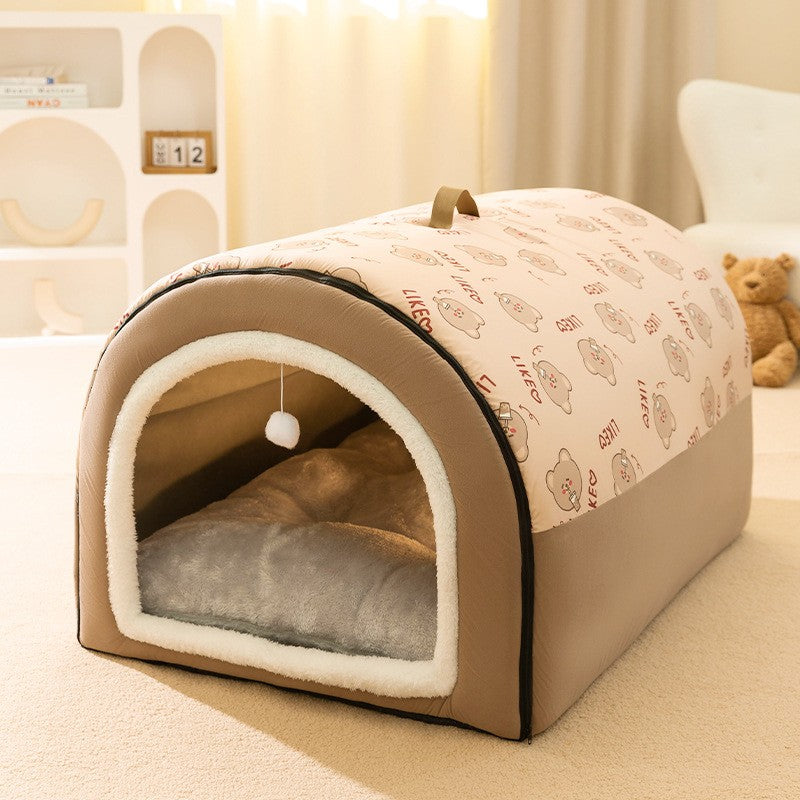 Cama de Cachorro Grande Ninho de Inverno Quente Casa de Cachorro Removível e Lavável Tipo Casa de Cachorro Grande Sazonal Suprimentos para Dormir de Animais de Estimação, Ninho de Gato