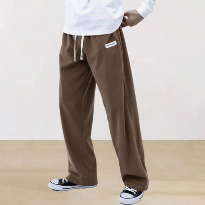 Mens Corduroy Joggers Pants Casual Cargo Pants Drawstring Elastic Waist Baggy Tapered Sweatpants with Pockets Outdoor Sweatpants