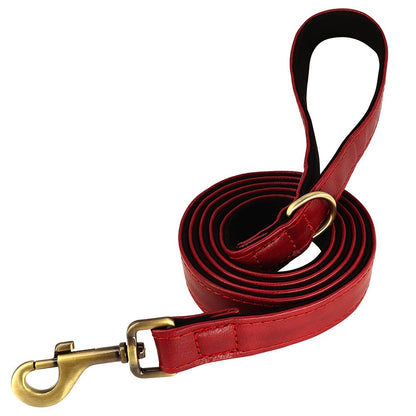 Conjunto Personalizado de Coleira e Guia de Couro para Cães Coleira de Couro Acolchoada Macia para Cães de Pequeno, Médio e Grande Porte com Placa de Identificação Grátis