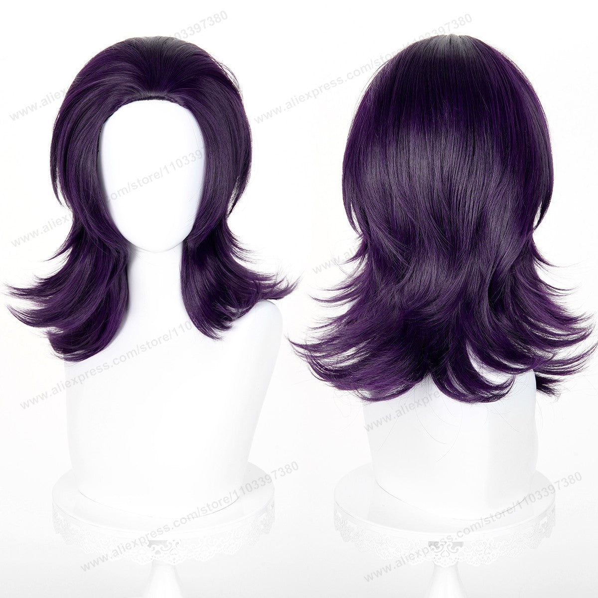 Anime 45cm Universal Cosplay Wig with Enlarged Scalp Free Parting Black White Yellow Man Women Heat Resistant Synthetic Hair