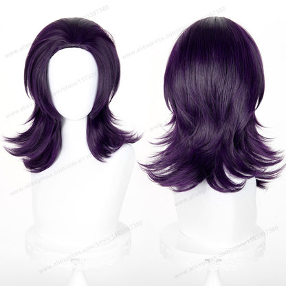 Anime 45cm Universal Cosplay Wig with Enlarged Scalp Free Parting Black White Yellow Man Women Heat Resistant Synthetic Hair