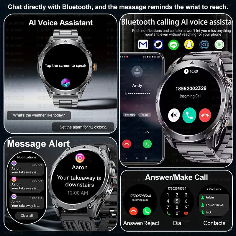 Novo Smartwatch Militar Bateria de 1000mAh Rastreamento GPS Bússola 10ATM À Prova D'água Tático Esportivo Lanterna Chamada BT Smartwatch Para Homens