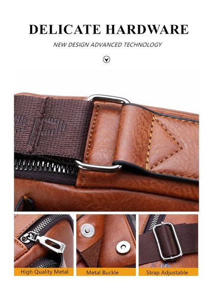 JEEP BULUO Luxury Brand Men Crossbody Messenger Bags Business Casual Handbag Male PU Shoulder Bag Large Capacity