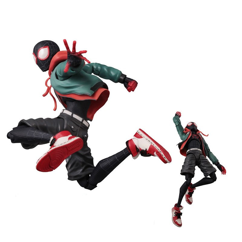 Bonecos de Ação Homem-Aranha Miles Morales 15cm Multi-Acessórios Super Herói Spiderman Estátuas Móveis Modelo Enfeites Colecionáveis