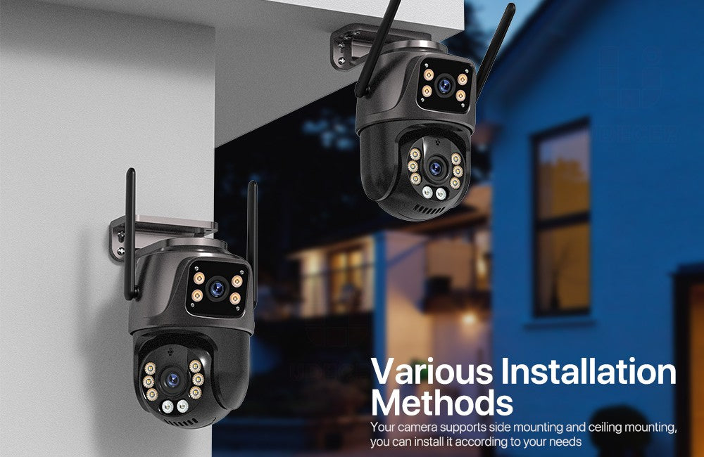 4K 8MP HD Wifi PTZ Camera Outdoor 4MP Dual Lens Dual Screen AI Auto Tracking IP Camera CCTV Audio Video Surveillance P2P iCSee