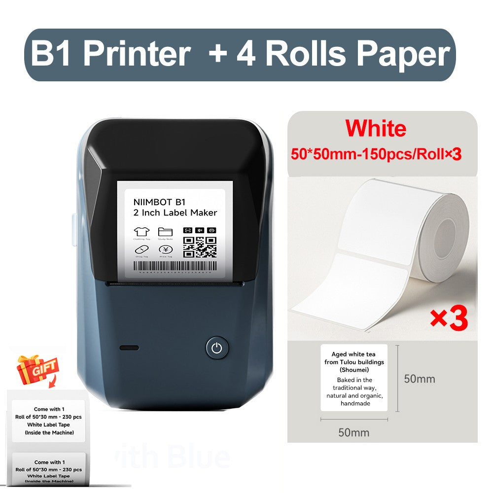 Portable Niimbot B1 Wireless Label Maker Adhesive Sticker Printer Labeling Machine DIY 20-50mm Labels for Office Home
