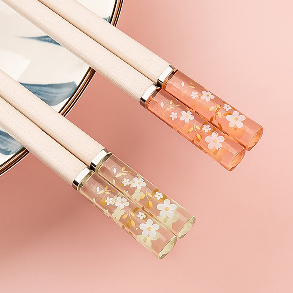 5 Pares de Hashis Sakura Âmbar Pétalas de Flor de Cerejeira Novo Padrão Antiderrapante Pauzinho de Sushi Hashis Ecológicos para Alimentos