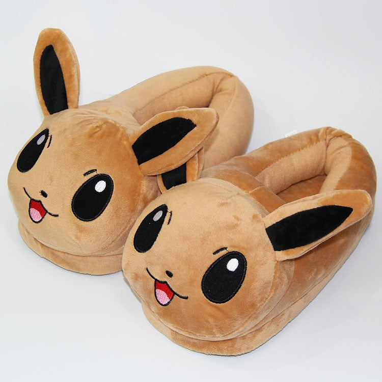 Novos Chinelos de Pelúcia Quentinhos de Inverno Anime Pokémon Pikachu Eevee Umbreon Simpson Kawaii Para Adultos e Crianças Sapatos de Casa Internos