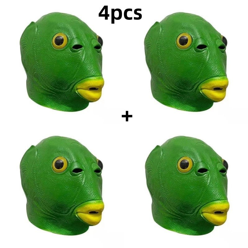 Halloween Green Fish Head Red Fish Head Funny Cosplay Costume Mask Adult Carnival Party Fish Head Mask April Fool's Day Headdres