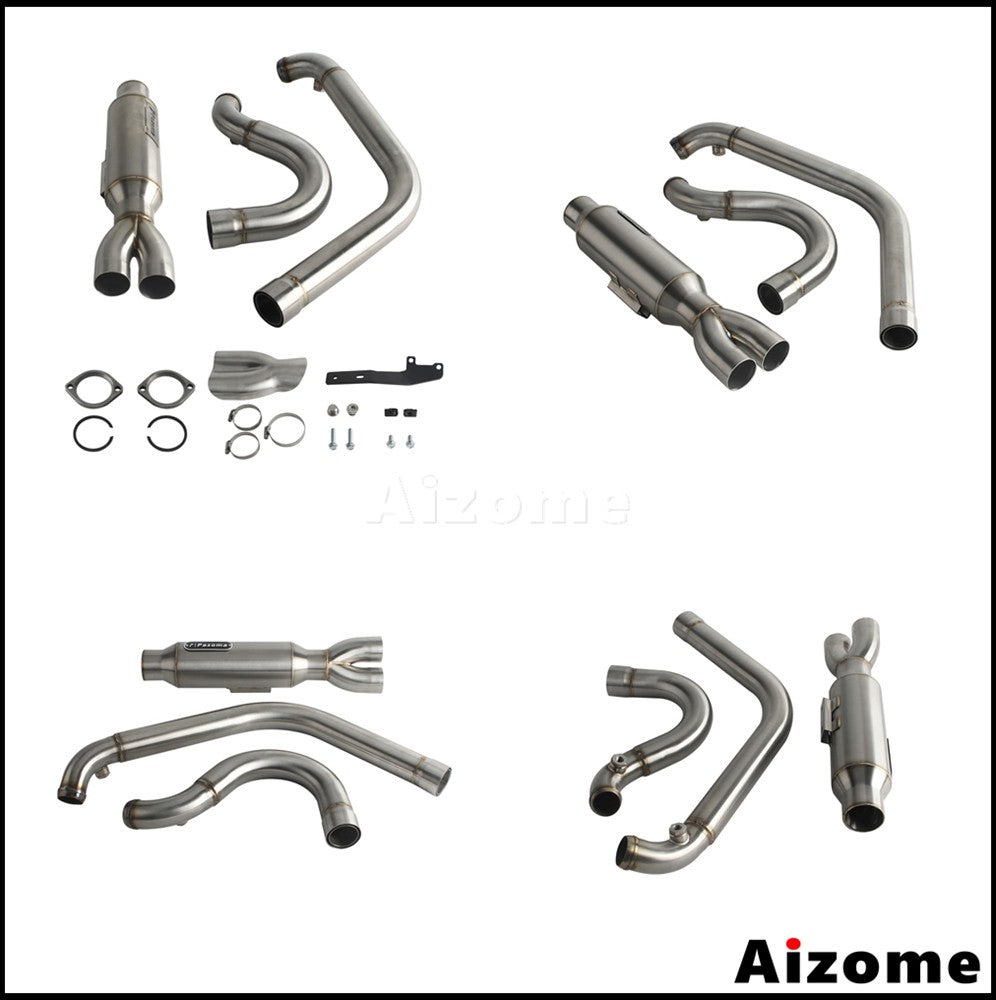 Motorcycle Racing 2-in-1 Exhaust Muffler 2.2" TIG Welded For Harley Dyna Fat Bob Street Bob Low Rider Super Wide Glide 2006-2017