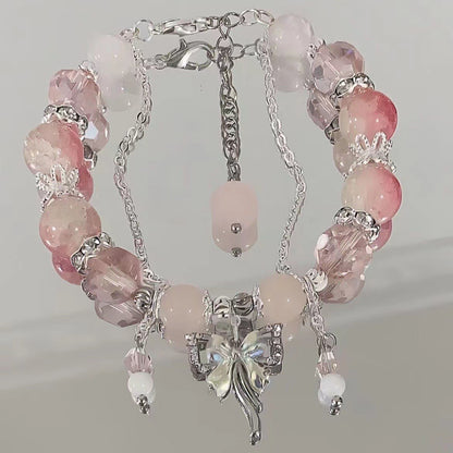 Nova pulseira de cristal com contas simples para mulheres meninas coreanas ins flor raposa pena borla pulseiras melhores amigas joias presentes 2024