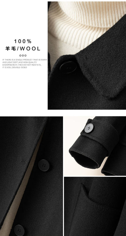 2025 Autumn Winter New Double-Sided Wool Coat Women Section Short Woolen Coats Single-breasted Black Khaki Cardigan Outerwear
