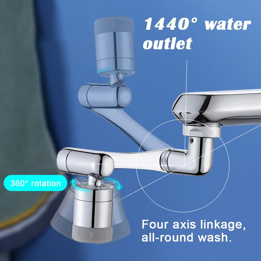 Metal 1440° Water Tap Nozzle Kitchen Sink Faucet Extenders 2 Modes Universal Bathroom Tap Bubbler Adapter Saving Aerator