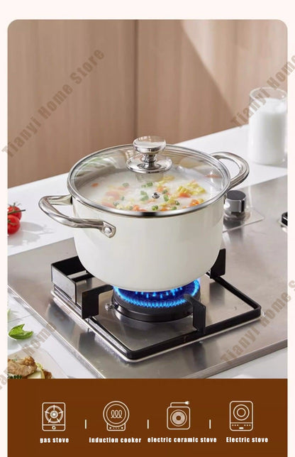 304 Stainless Steel Soup Pot Non-stick Frying Pan with lid Home Hot Pot Induction Cooker Gas Stove wok Food Supplement Milk Pot