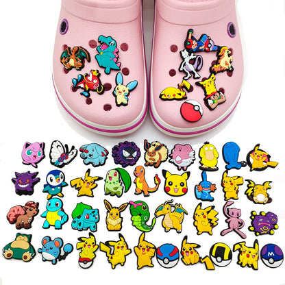 20/27/47pcs Set Cute Pikachu Charizard Figures Pokemon Hole Shoes Charms Diy Buckle Accessories Pvc Cartoon Decoration Gift
