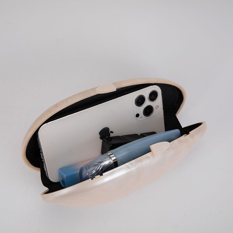 Pearl Acrylic Evening Bags Designer Luxury Clutch Purse Mini Women's Wallet Shell Chain Shoulder Crossbody Wedding Party Handbag