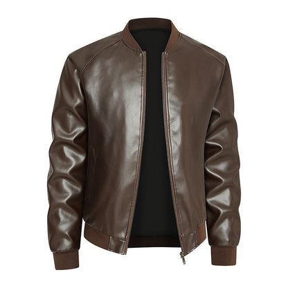 Spring Autumn Men Motorcycle Leather Jacket Junior Coat Men Stand Up Collar Casual Handsome Leather Jacket men Jacket